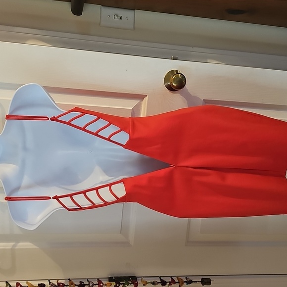 Lulu's dress XS orange-red, fully lined, adjustable straps, zipper in back - Picture 5 of 15